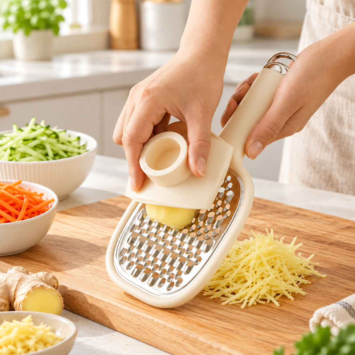 Handheld Vegetable Julienne Grater with Safety Holder
