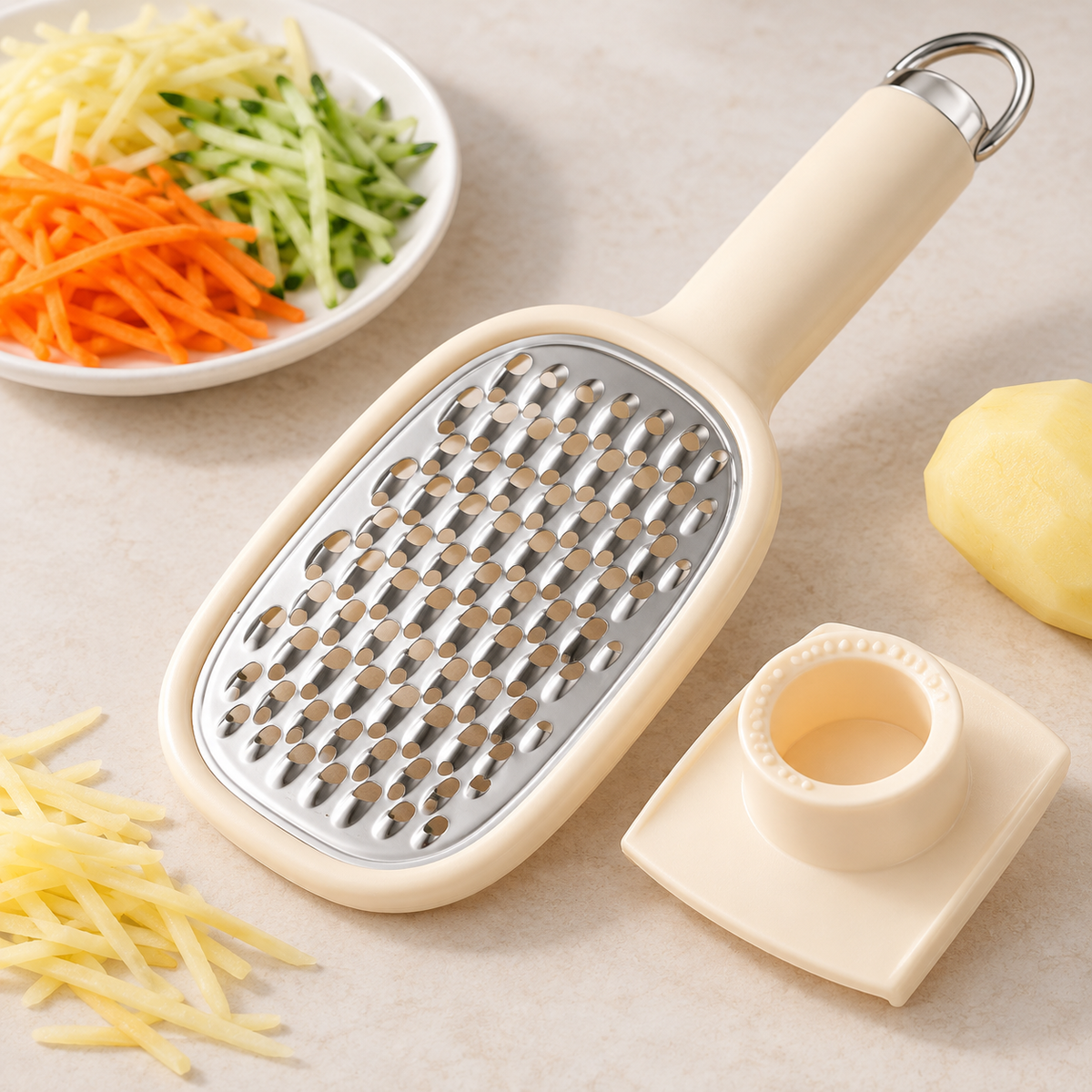 Handheld Vegetable Julienne Grater with Safety Holder