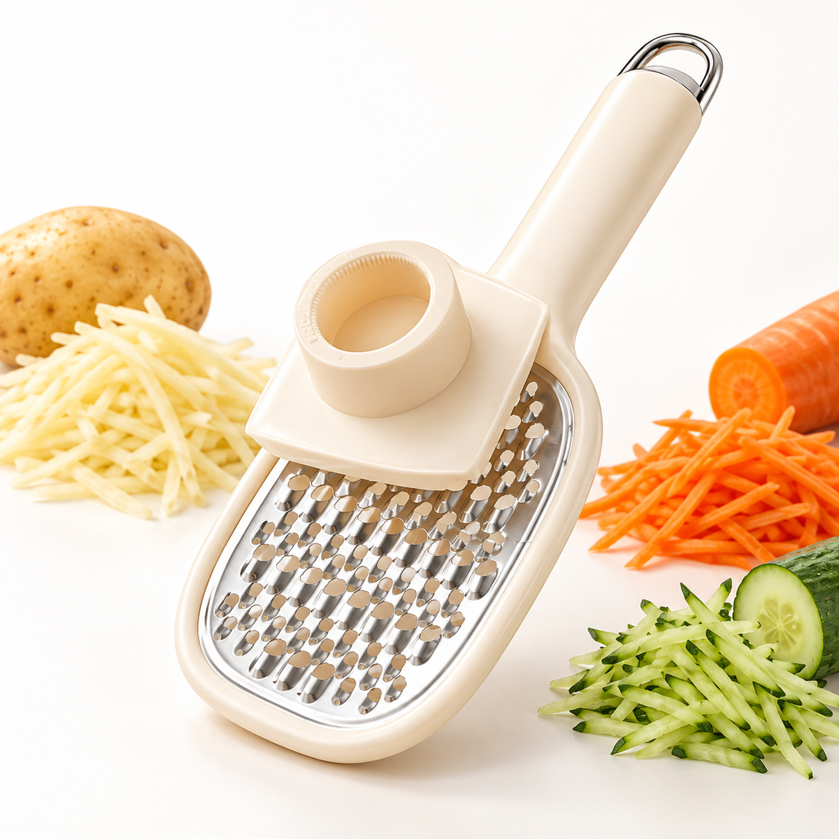 Handheld Vegetable Julienne Grater with Safety Holder