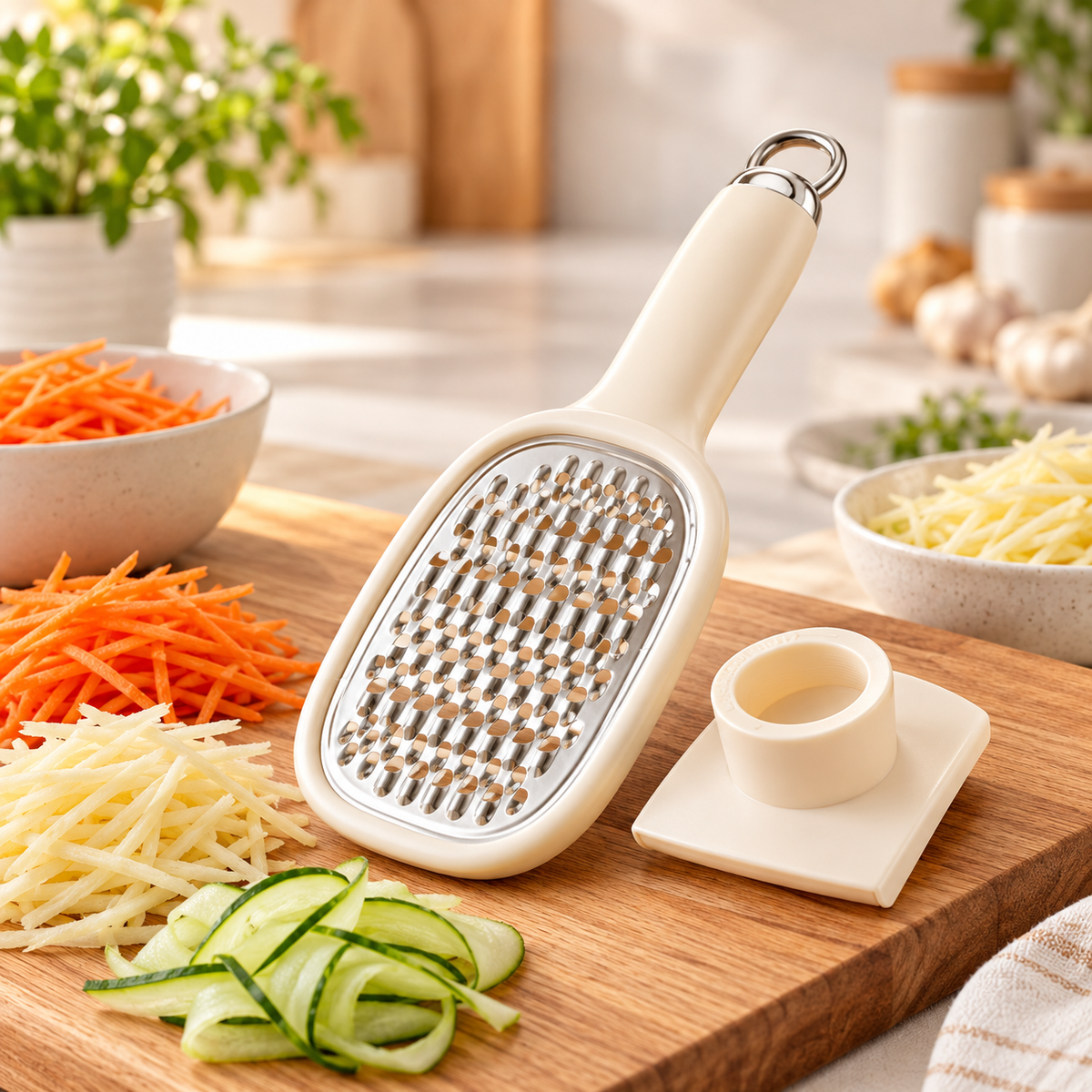 Handheld Vegetable Julienne Grater with Safety Holder